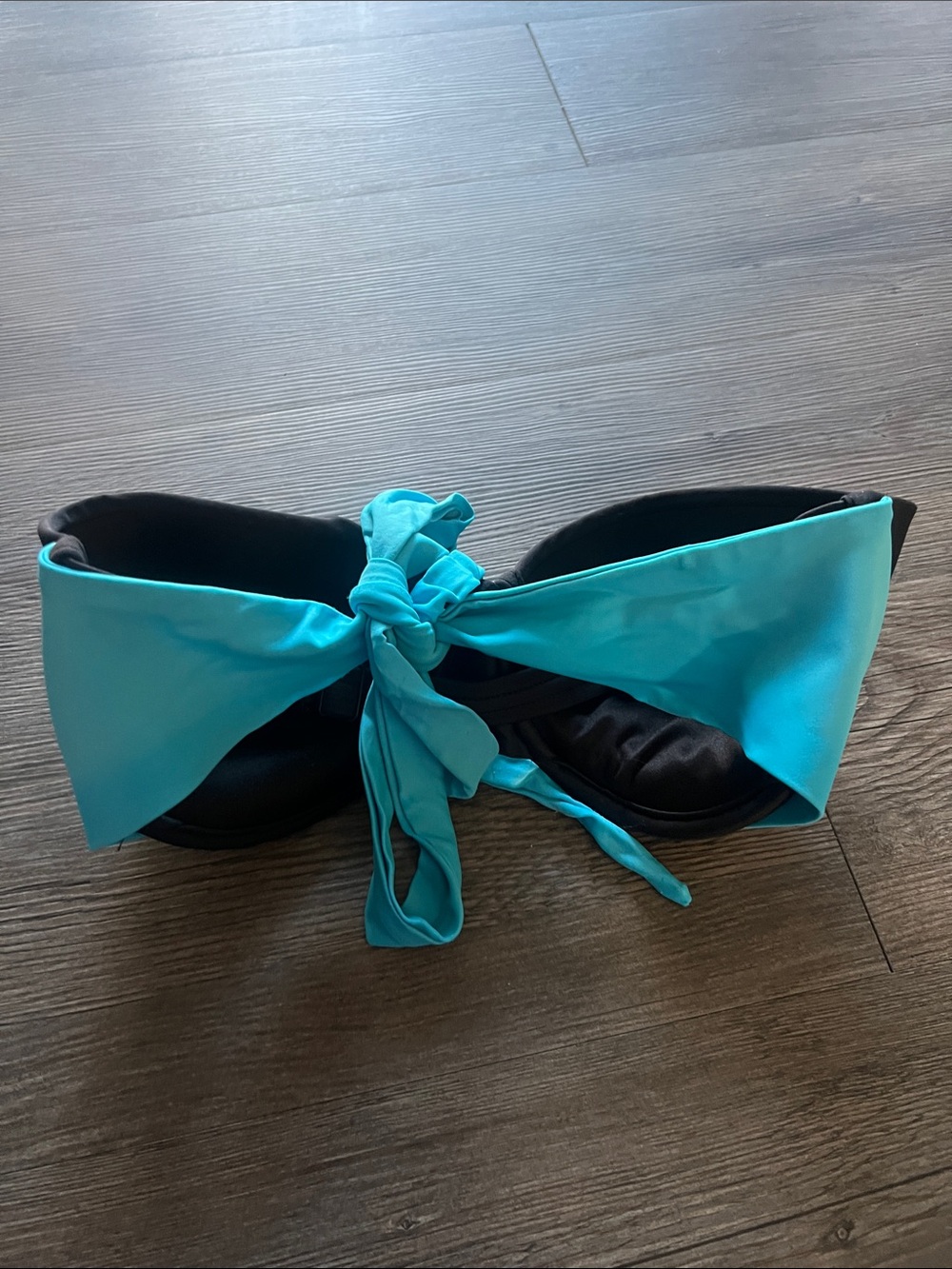 VENUS Black and Turquoise Bandeau Bikini Top with Tie - Picture 3 of 3